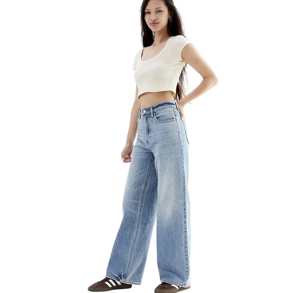 PacSun Jordyn Low Rise Straight Leg Jeans Size 24 Light Wash Denim - Picture 17 of 17